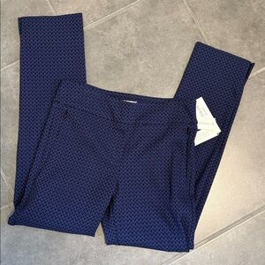 Margaret M Sylvie Straight Leg Printed Pant Small Navy